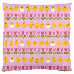 Easter - Chick And Tulips Standard Flano Cushion Case (one Side) by Valentinaart