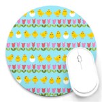 Easter - chick and tulips Round Mousepads Front