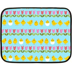 Easter - Chick And Tulips Fleece Blanket (mini) by Valentinaart