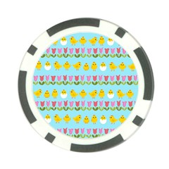 Easter - Chick And Tulips Poker Chip Card Guard (10 Pack) by Valentinaart