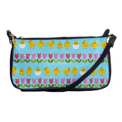 Easter - Chick And Tulips Shoulder Clutch Bags by Valentinaart