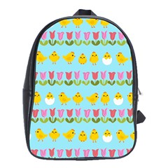 Easter - Chick And Tulips School Bags (xl)  by Valentinaart