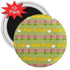 Easter - Chick And Tulips 3  Magnets (10 Pack) 