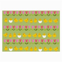 Easter - Chick And Tulips Large Glasses Cloth (2-side) by Valentinaart