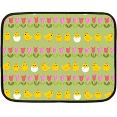 Easter - Chick And Tulips Double Sided Fleece Blanket (mini)  by Valentinaart