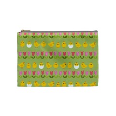 Easter - Chick And Tulips Cosmetic Bag (medium)  by Valentinaart