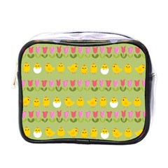 Easter - Chick And Tulips Mini Toiletries Bags by Valentinaart