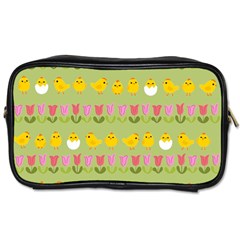 Easter - Chick And Tulips Toiletries Bags 2-side by Valentinaart