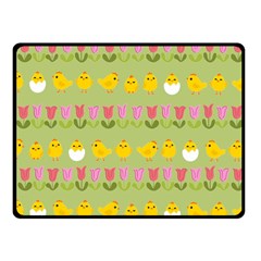 Easter - Chick And Tulips Fleece Blanket (small) by Valentinaart