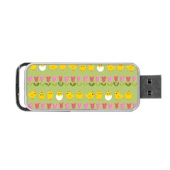 Easter - Chick And Tulips Portable Usb Flash (one Side) by Valentinaart