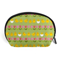 Easter - Chick And Tulips Accessory Pouches (large)  by Valentinaart