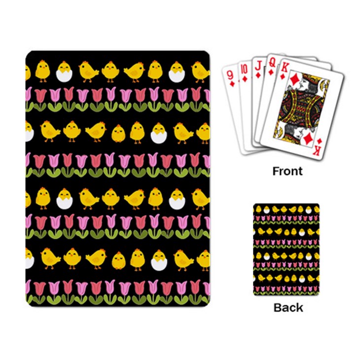 Easter - chick and tulips Playing Card