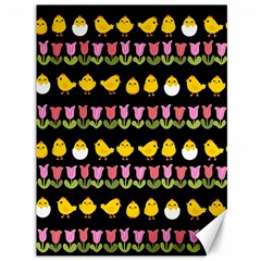 Easter - Chick And Tulips Canvas 36  X 48   by Valentinaart