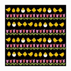 Easter - Chick And Tulips Medium Glasses Cloth (2-side) by Valentinaart