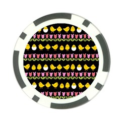 Easter - Chick And Tulips Poker Chip Card Guard by Valentinaart