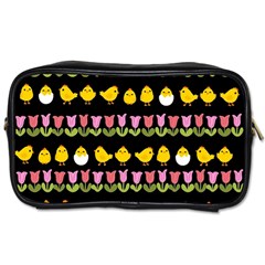 Easter - Chick And Tulips Toiletries Bags 2-side by Valentinaart