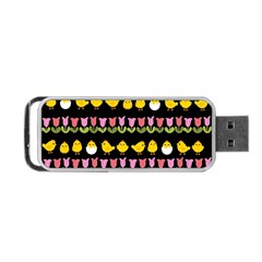 Easter - Chick And Tulips Portable Usb Flash (one Side) by Valentinaart