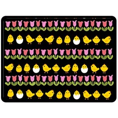 Easter - Chick And Tulips Double Sided Fleece Blanket (large)  by Valentinaart