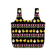 Easter - Chick And Tulips Full Print Recycle Bags (s)  by Valentinaart