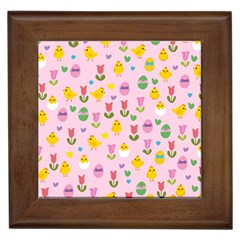 Easter - Chick And Tulips Framed Tiles by Valentinaart