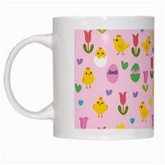 Easter - Chick And Tulips White Mugs by Valentinaart