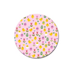 Easter - Chick And Tulips Magnet 3  (round) by Valentinaart