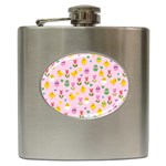 Easter - chick and tulips Hip Flask (6 oz) Front