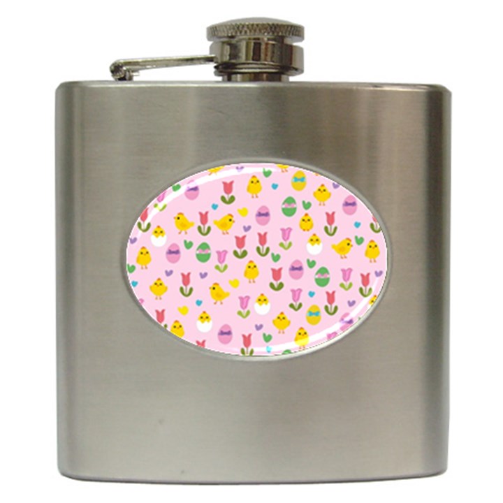 Easter - chick and tulips Hip Flask (6 oz)