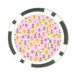 Easter - Chick And Tulips Poker Chip Card Guard by Valentinaart