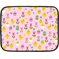 Easter - Chick And Tulips Double Sided Fleece Blanket (mini)  by Valentinaart