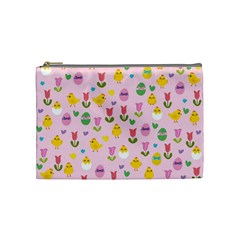 Easter - Chick And Tulips Cosmetic Bag (medium)  by Valentinaart