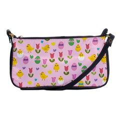 Easter - Chick And Tulips Shoulder Clutch Bags by Valentinaart