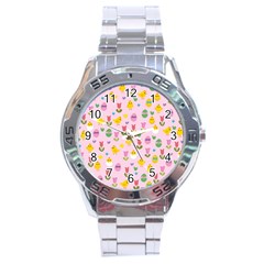 Easter - Chick And Tulips Stainless Steel Analogue Watch by Valentinaart