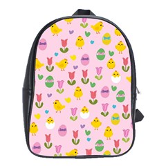 Easter - Chick And Tulips School Bags (xl)  by Valentinaart