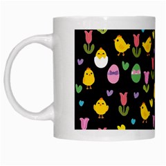 Easter - Chick And Tulips White Mugs by Valentinaart