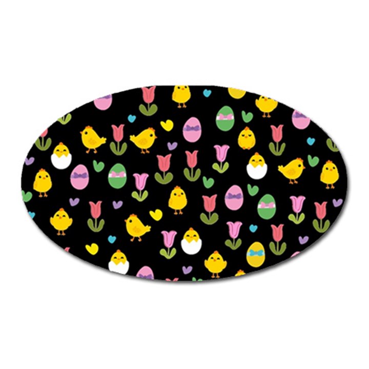 Easter - chick and tulips Oval Magnet