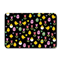 Easter - Chick And Tulips Small Doormat  by Valentinaart