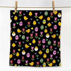 Easter - Chick And Tulips Face Towel by Valentinaart