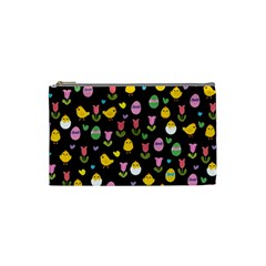 Easter - Chick And Tulips Cosmetic Bag (small)  by Valentinaart