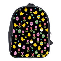 Easter - Chick And Tulips School Bags(large)  by Valentinaart