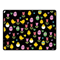 Easter - Chick And Tulips Fleece Blanket (small) by Valentinaart