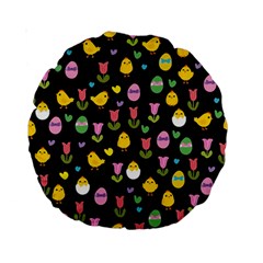 Easter - Chick And Tulips Standard 15  Premium Round Cushions by Valentinaart