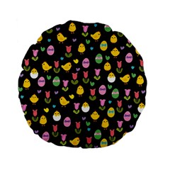 Easter - Chick And Tulips Standard 15  Premium Flano Round Cushions by Valentinaart