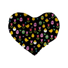 Easter - Chick And Tulips Standard 16  Premium Flano Heart Shape Cushions by Valentinaart