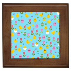 Easter - Chick And Tulips Framed Tiles by Valentinaart