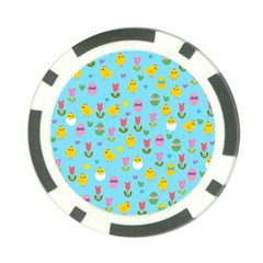 Easter - Chick And Tulips Poker Chip Card Guard by Valentinaart