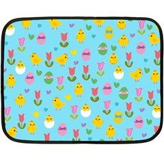 Easter - Chick And Tulips Fleece Blanket (mini) by Valentinaart