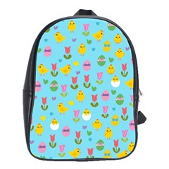 Easter - Chick And Tulips School Bags(large)  by Valentinaart