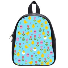 Easter - Chick And Tulips School Bags (small)  by Valentinaart