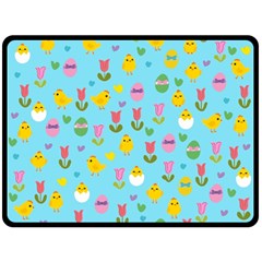 Easter - Chick And Tulips Double Sided Fleece Blanket (large)  by Valentinaart